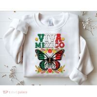 Viva Mexico Mexican Independence Day Butterfly Sweatshirt thumb 2