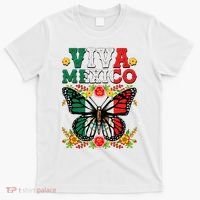 Viva Mexico Mexican Independence Day Butterfly T-Shirt thumb 0