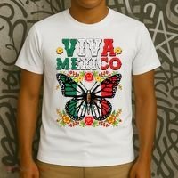 Viva Mexico Mexican Independence Day Butterfly T-Shirt thumb 3
