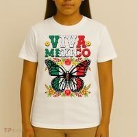 Viva Mexico Mexican Independence Day Butterfly T-Shirt thumb 4