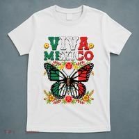 Viva Mexico Mexican Independence Day Butterfly T-Shirt thumb 5