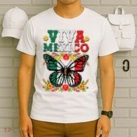 Viva Mexico Mexican Independence Day Butterfly T-Shirt thumb 6