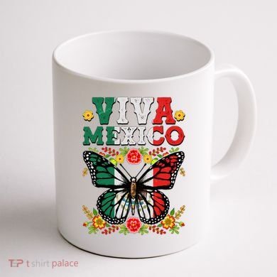 Viva Mexico Mexican Independence Day Butterfly Coffee Mug back