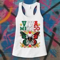 Viva Mexico Mexican Independence Day Butterfly Women's Tank Top thumb 3
