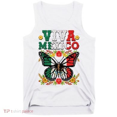 Viva Mexico Mexican Independence Day Butterfly Tank Top