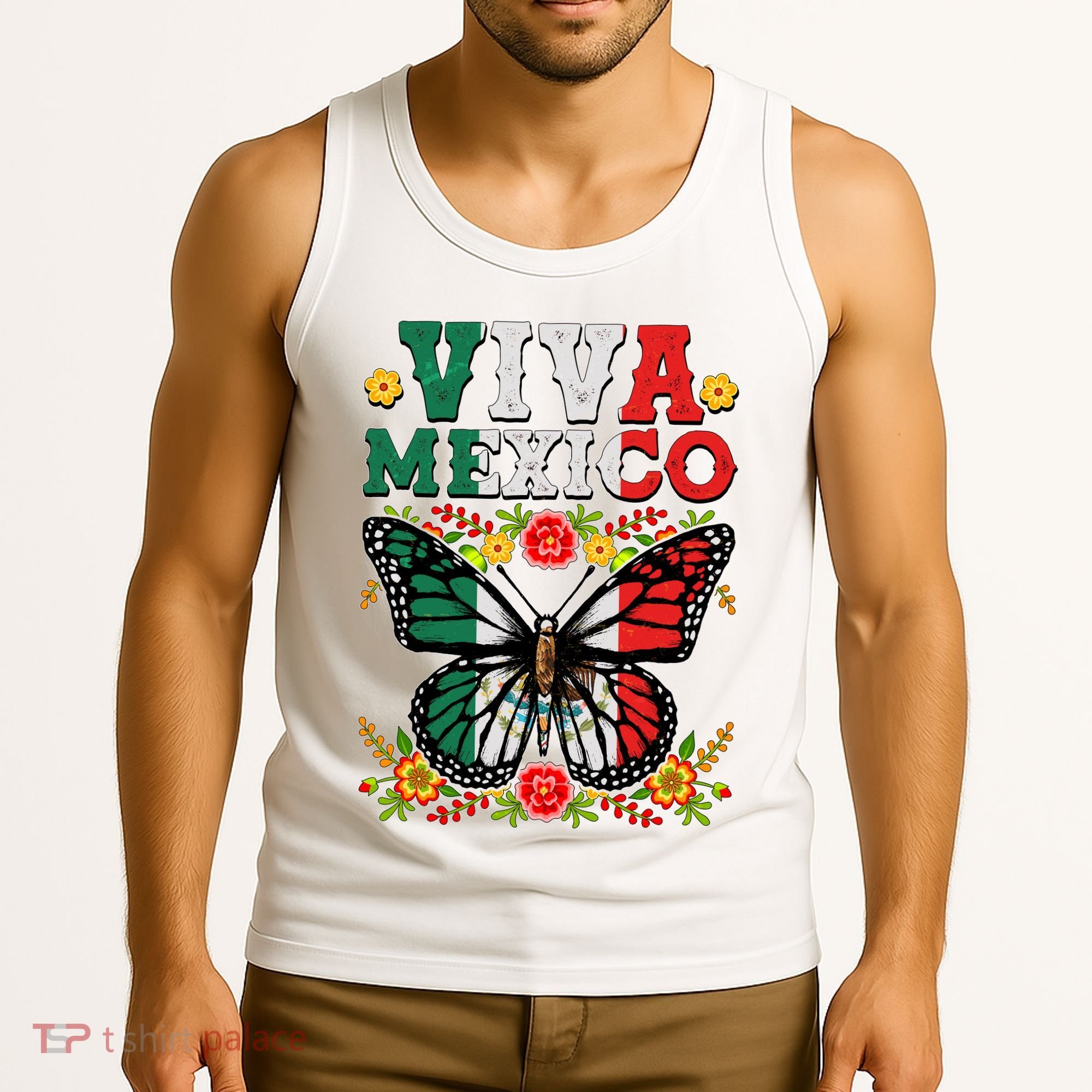 Viva Mexico Mexican Independence Day Butterfly Tank Top