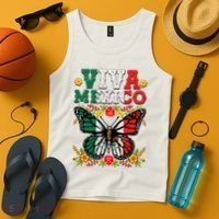 Viva Mexico Mexican Independence Day Butterfly Tank Top thumb 4
