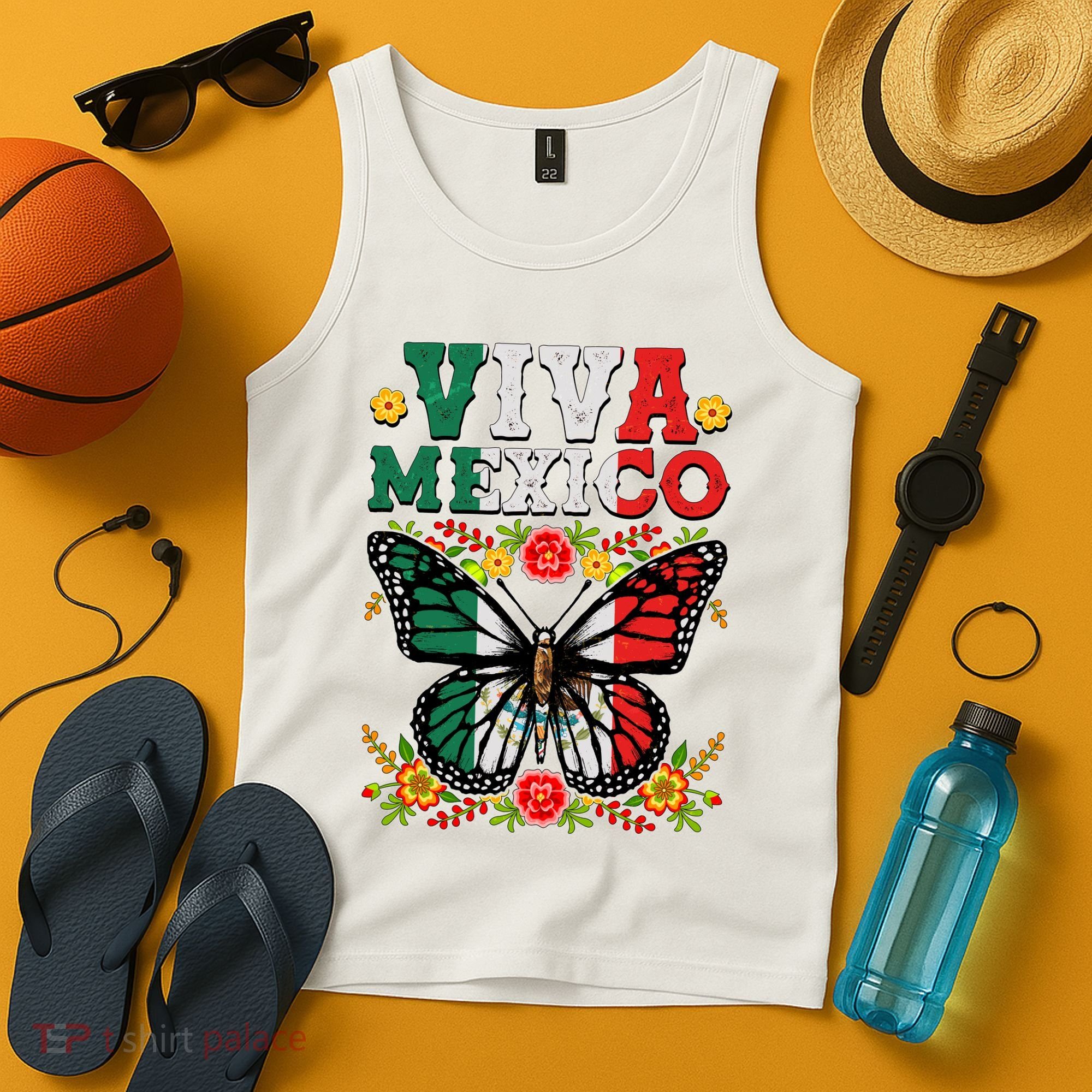 Viva Mexico Mexican Independence Day Butterfly Tank Top