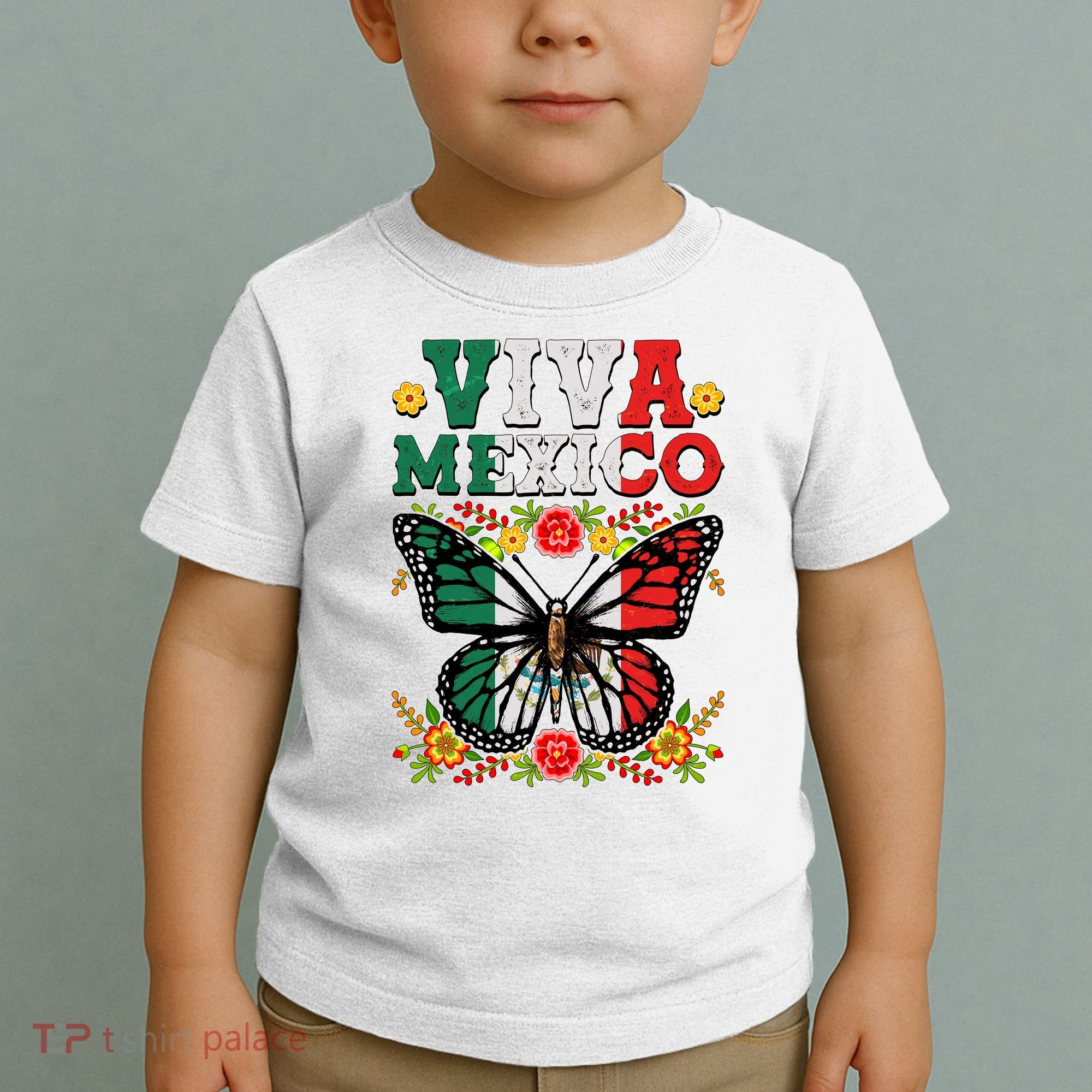 Viva Mexico Mexican Independence Day Butterfly Toddler T-Shirt