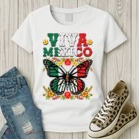 Viva Mexico Mexican Independence Day Butterfly Women's T-Shirt thumb 3