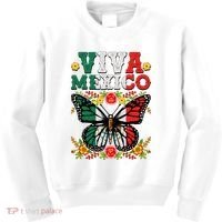 Viva Mexico Mexican Independence Day Butterfly Kids Sweatshirt thumb 0