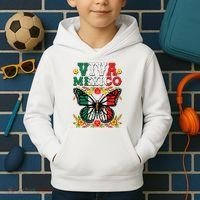 Viva Mexico Mexican Independence Day Butterfly Kids Hoodie thumb 2