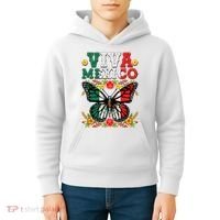 Viva Mexico Mexican Independence Day Butterfly Kids Hoodie thumb 4