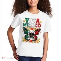 Viva Mexico Mexican Independence Day Butterfly Kids T-Shirt thumb 2