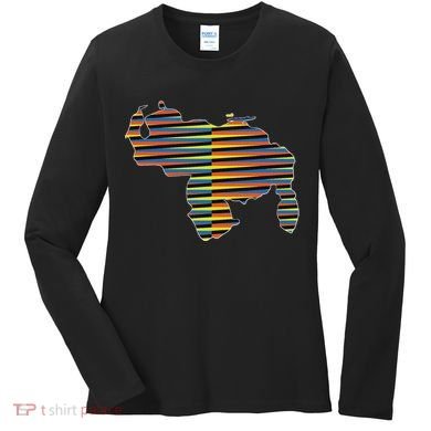 Venezuelan Map Mapa De Venezuela Multicolor Chromatic Women's Long Sleeve Shirt