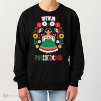 Viva Mexico Mexican Girl Flag Independence Day Women's Sweatshirt thumb 0