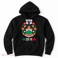 Viva Mexico Mexican Girl Flag Independence Day Hoodie thumb 0