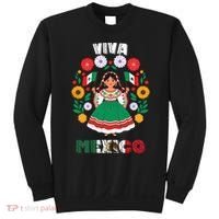Viva Mexico Mexican Girl Flag Independence Day Sweatshirt thumb 0