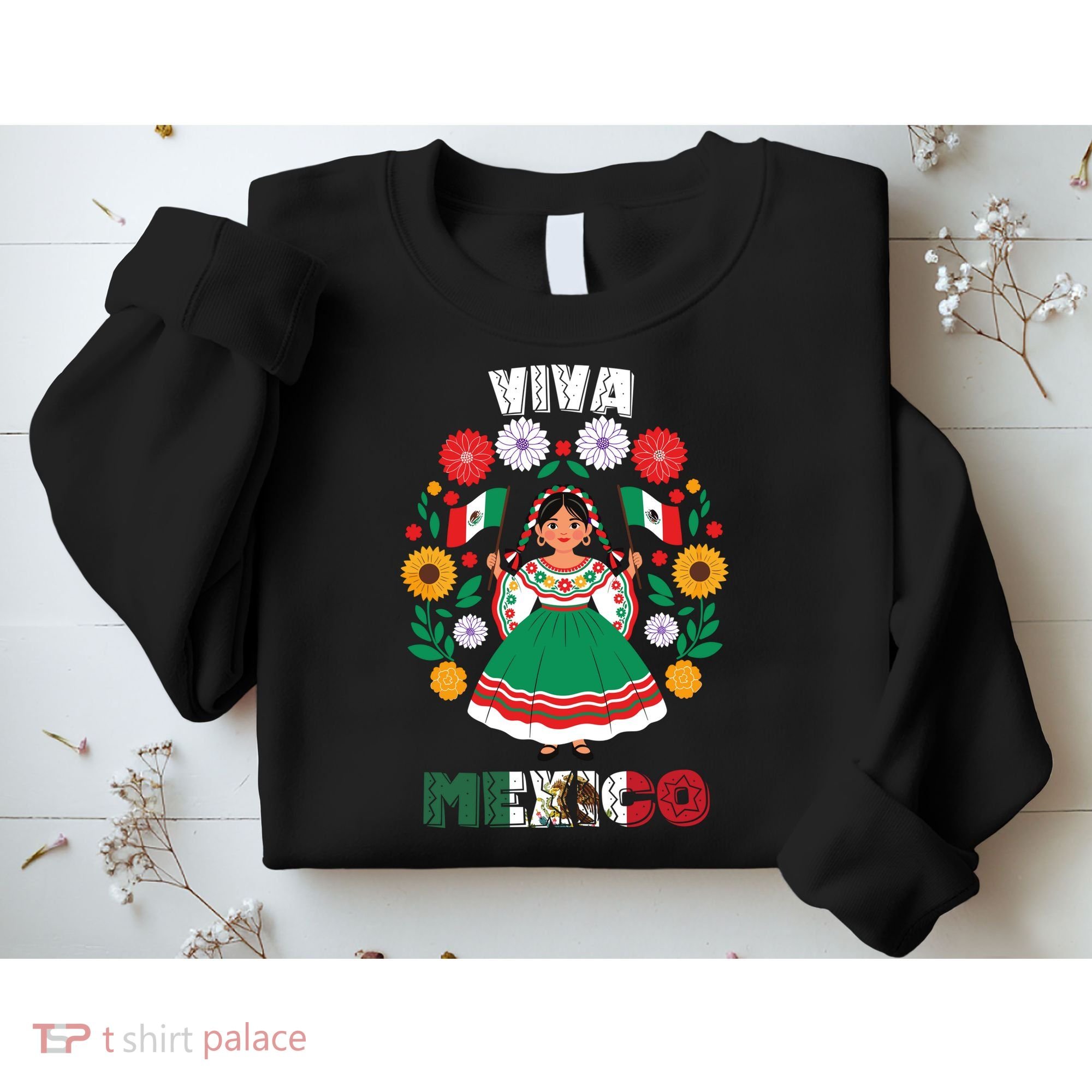 Viva Mexico Mexican Girl Flag Independence Day Sweatshirt