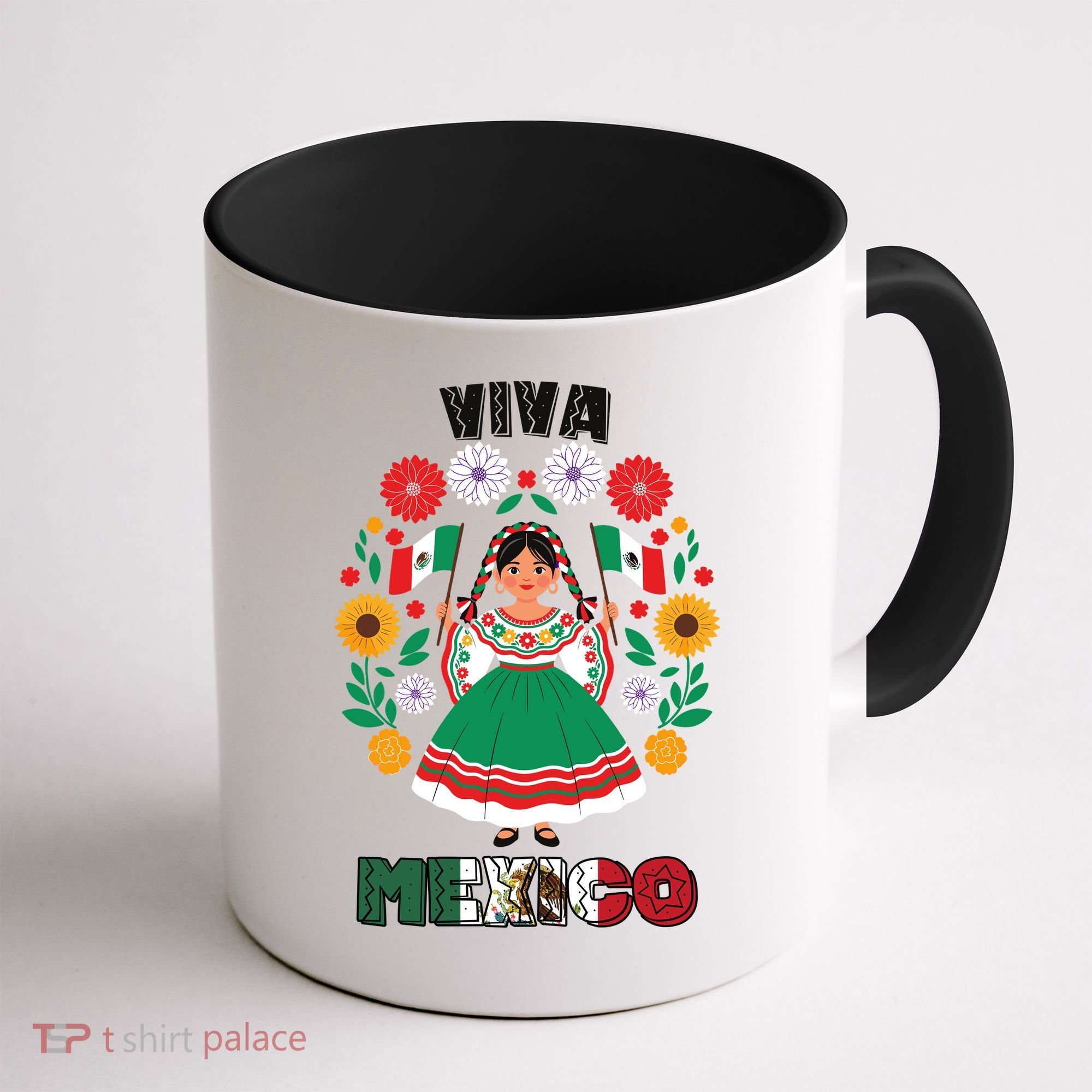 Viva Mexico Mexican Girl Flag Independence Day Coffee Mug