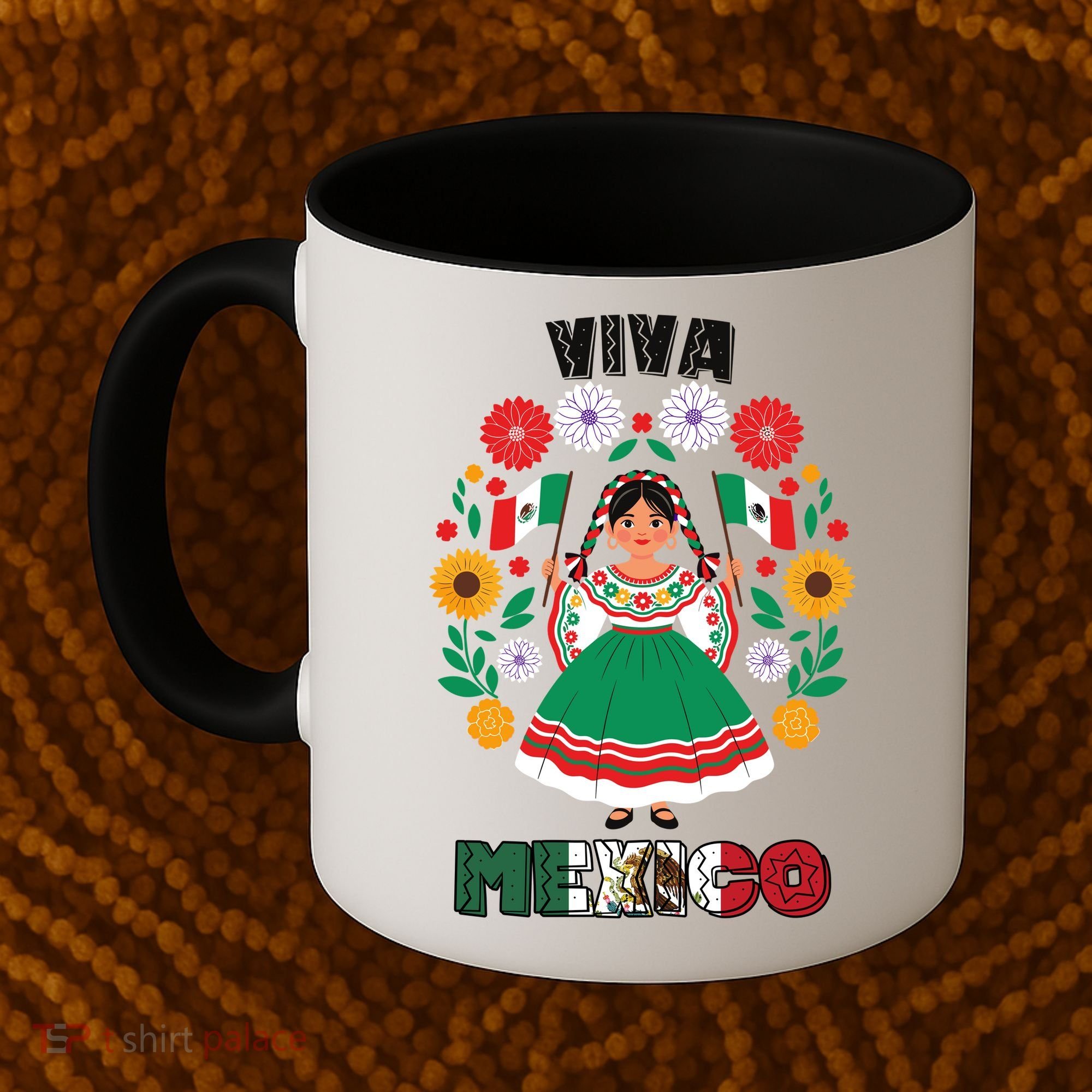 Viva Mexico Mexican Girl Flag Independence Day Coffee Mug