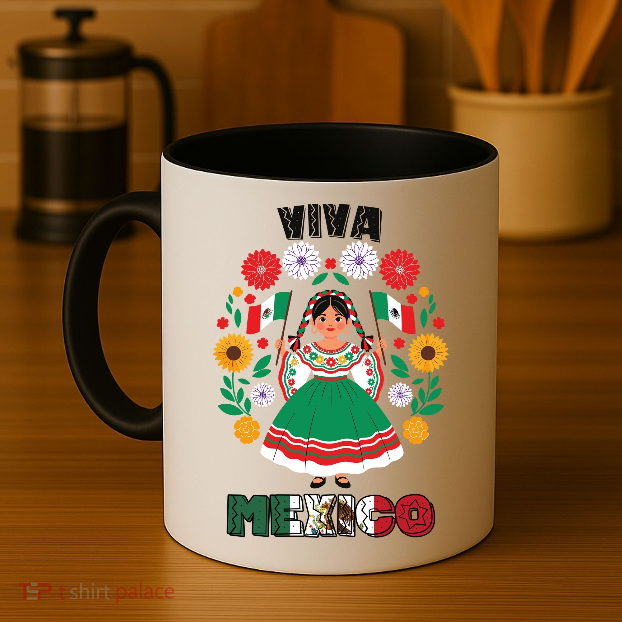 Viva Mexico Mexican Girl Flag Independence Day Coffee Mug