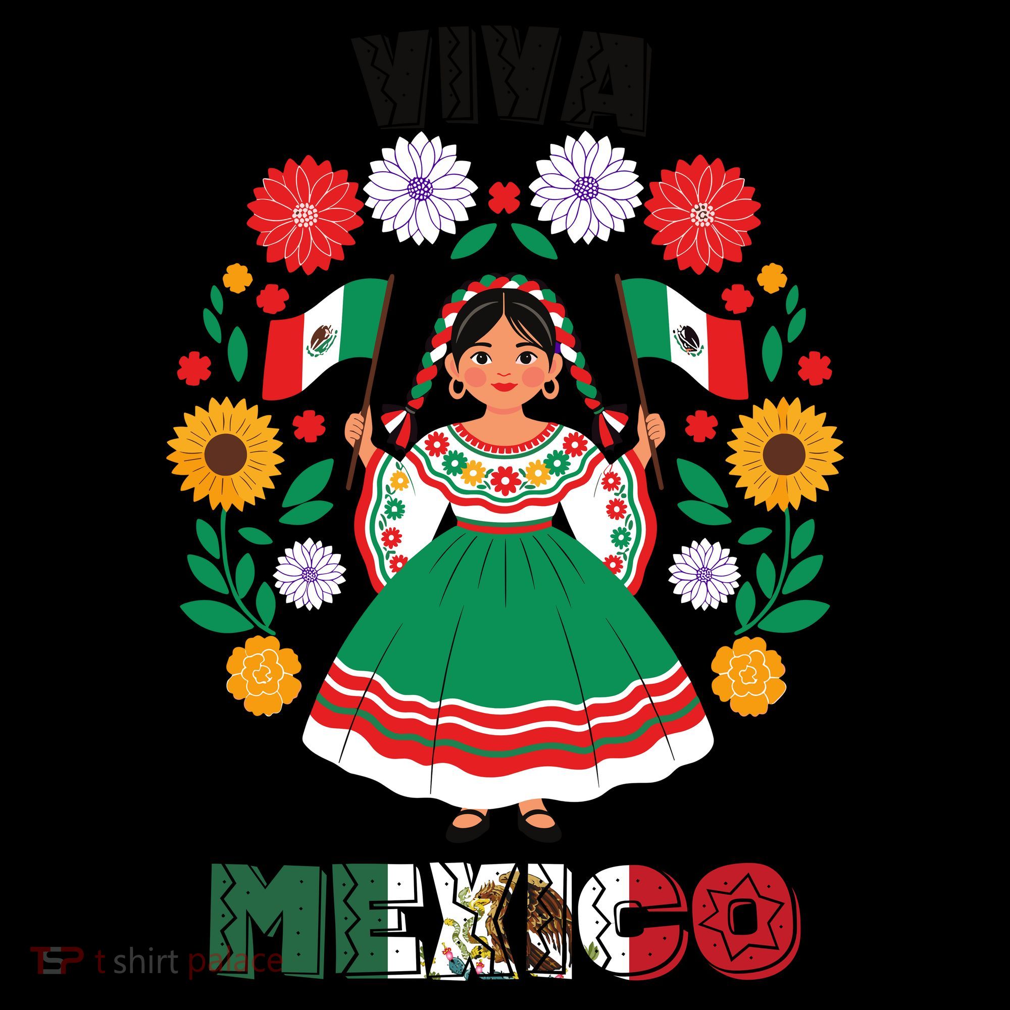 Viva Mexico Mexican Girl Flag Independence Day Coffee Mug