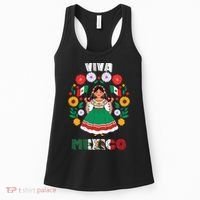 Viva Mexico Mexican Girl Flag Independence Day Women's Tank Top thumb 0