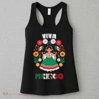 Viva Mexico Mexican Girl Flag Independence Day Women's Tank Top thumb 3