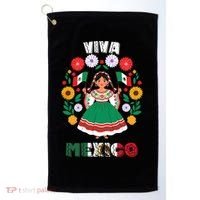 Viva Mexico Mexican Girl Flag Independence Day Golf Towel thumb 0
