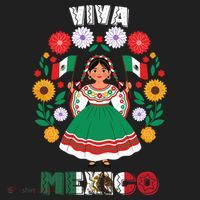 Viva Mexico Mexican Girl Flag Independence Day Golf Towel thumb 3