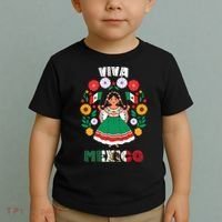 Viva Mexico Mexican Girl Flag Independence Day Toddler T-Shirt thumb 2