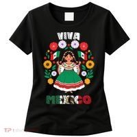 Viva Mexico Mexican Girl Flag Independence Day Women's T-Shirt thumb 0