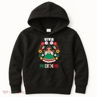 Viva Mexico Mexican Girl Flag Independence Day Kids Hoodie thumb 0