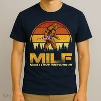 Vintage MILF Man I Love Fireworks Bigfoot Happy 4th Of July T-Shirt thumb 3