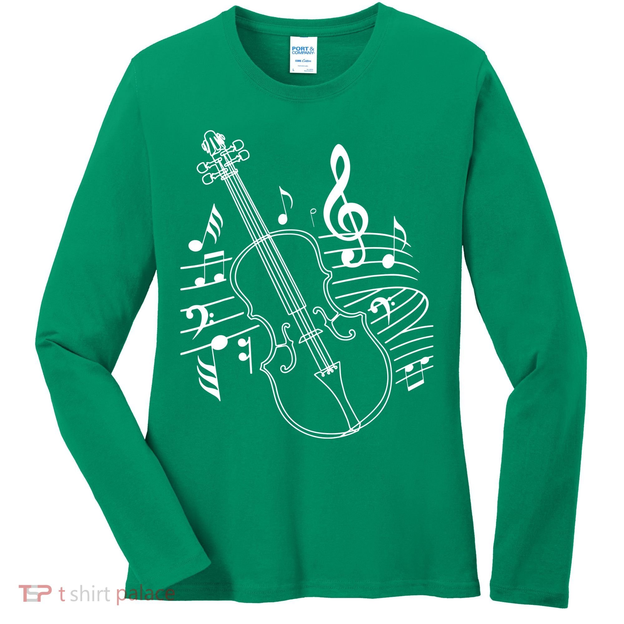 Violin Musical Note Violin Player Violinist Musician Women's Long Sleeve Shirt
