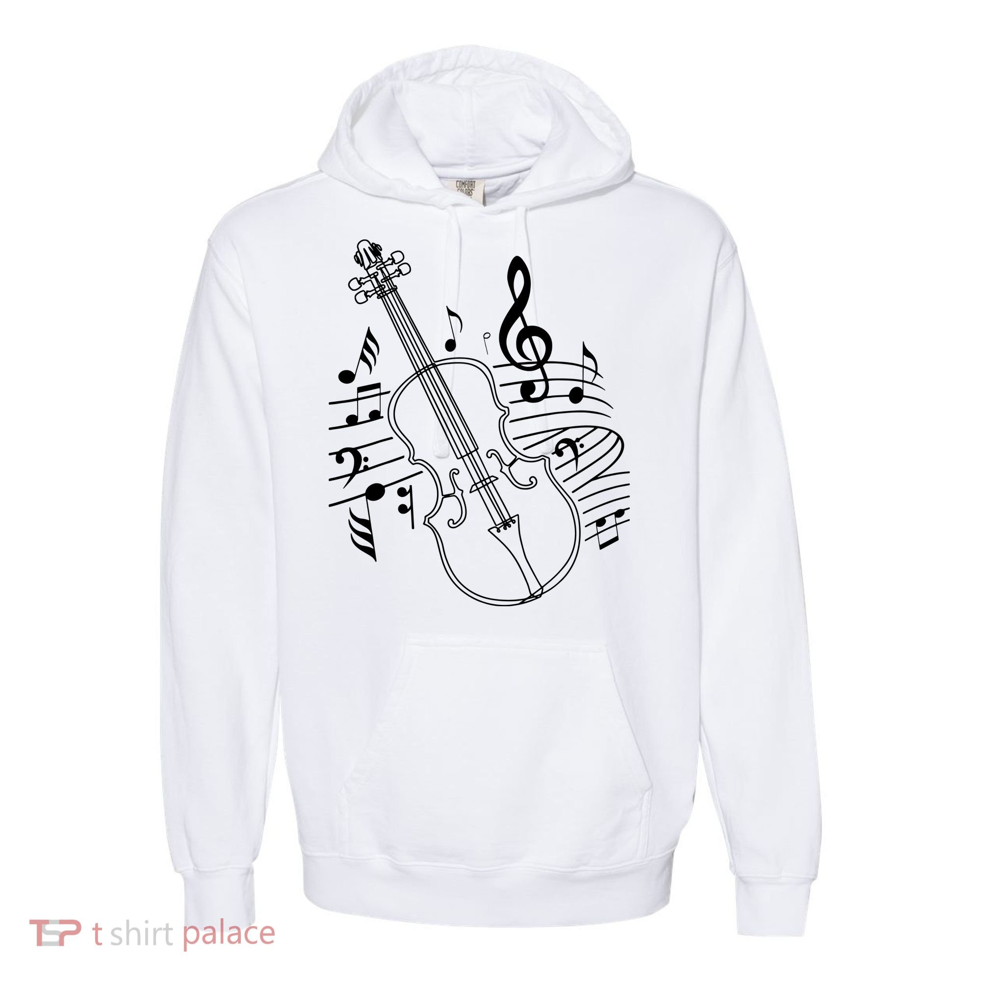 Violin Musical Note Violin Player Violinist Musician Comfort Colors Garment-Dyed Hooded Sweatshirt