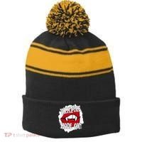 Vampire Mode On Fangs Lips Halloween Stripe Pom Pom Beanie thumb 0