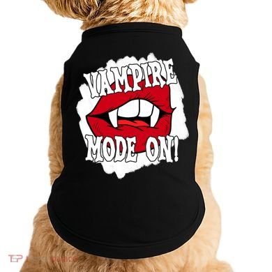 Vampire Mode On Fangs Lips Halloween Doggie Tank