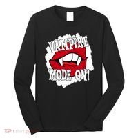Vampire Mode On Fangs Lips Halloween Long Sleeve Shirt thumb 0