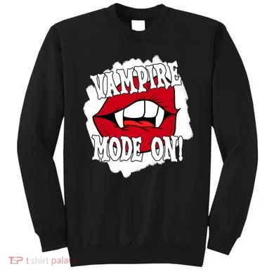 Vampire Mode On Fangs Lips Halloween Sweatshirt