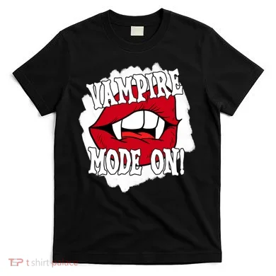 Vampire Mode On Fangs Lips Halloween T-Shirt