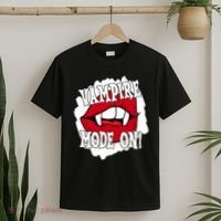 Vampire Mode On Fangs Lips Halloween T-Shirt thumb 2