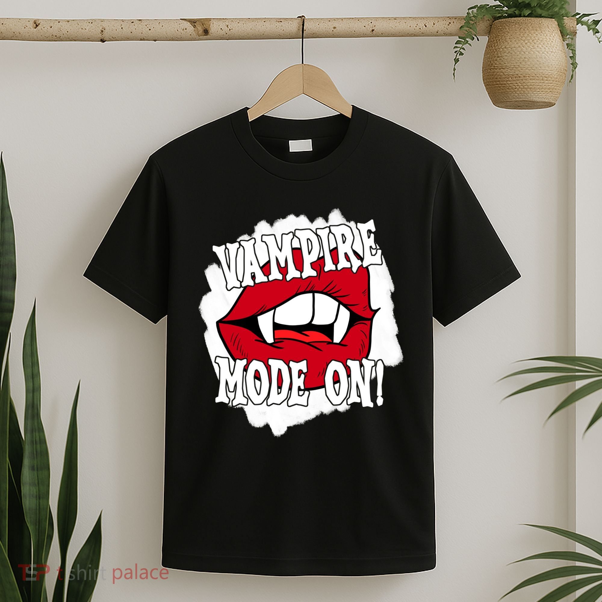 Vampire Mode On Fangs Lips Halloween T-Shirt