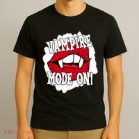 Vampire Mode On Fangs Lips Halloween T-Shirt thumb 3