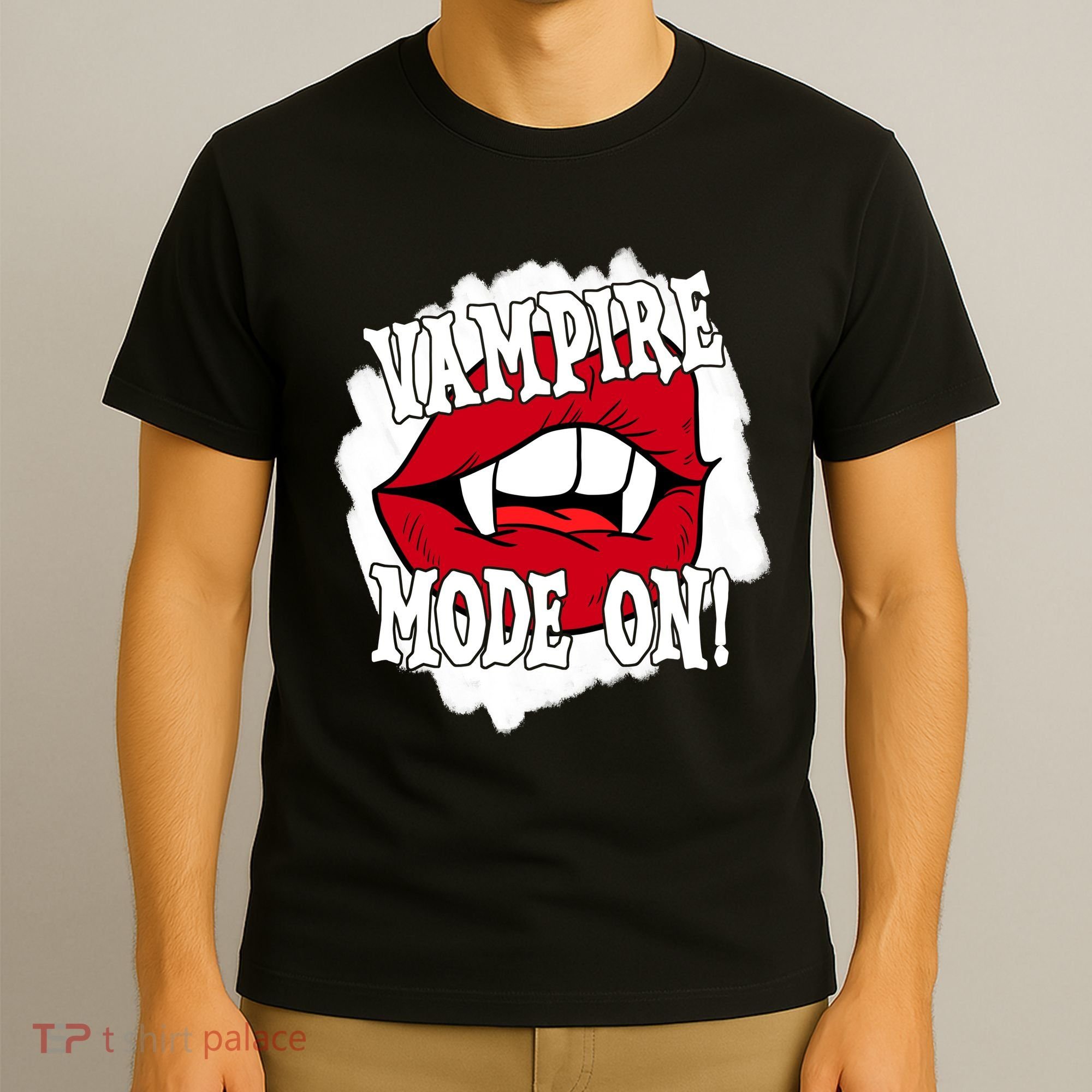 Vampire Mode On Fangs Lips Halloween T-Shirt