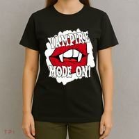 Vampire Mode On Fangs Lips Halloween T-Shirt thumb 4