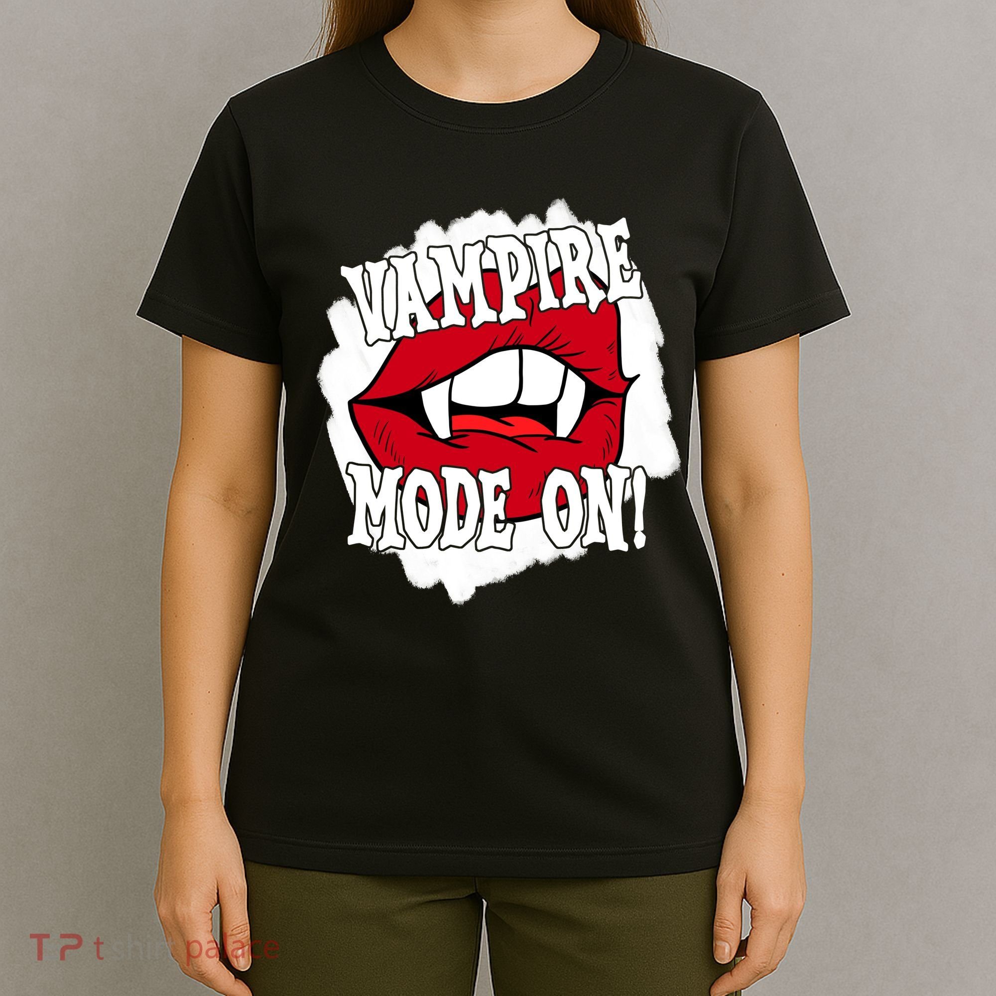 Vampire Mode On Fangs Lips Halloween T-Shirt