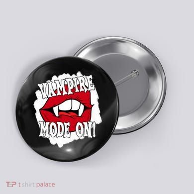 Vampire Mode On Fangs Lips Halloween Button