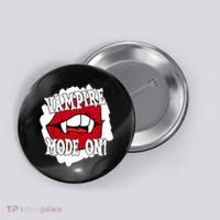 Vampire Mode On Fangs Lips Halloween Button thumb 0